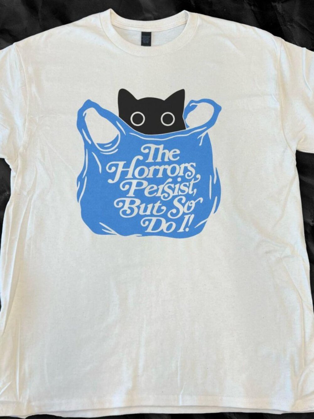 Vintage Style Cat Bag Tee White T-shirt